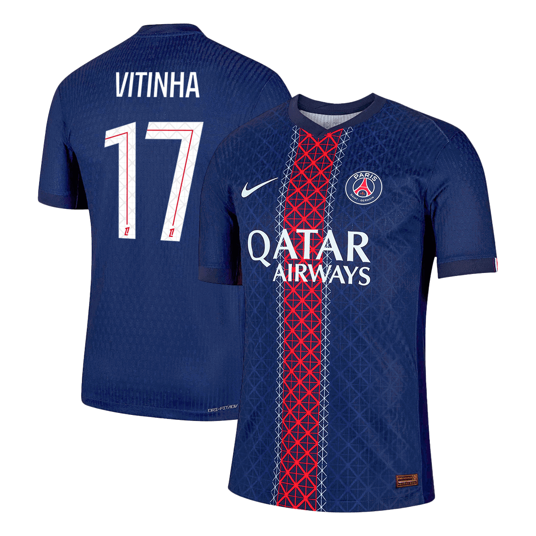 Jogador VITINHA #17 PSG Casa Futebol Camisas 2025/26 Marinha camisola de futebol