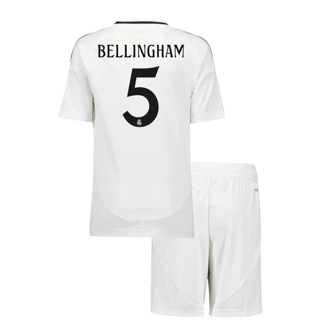 BELLINGHAM #5 Kit de camisa de futebol infantil do Real Madrid Home (camisa + shorts) 2024/25