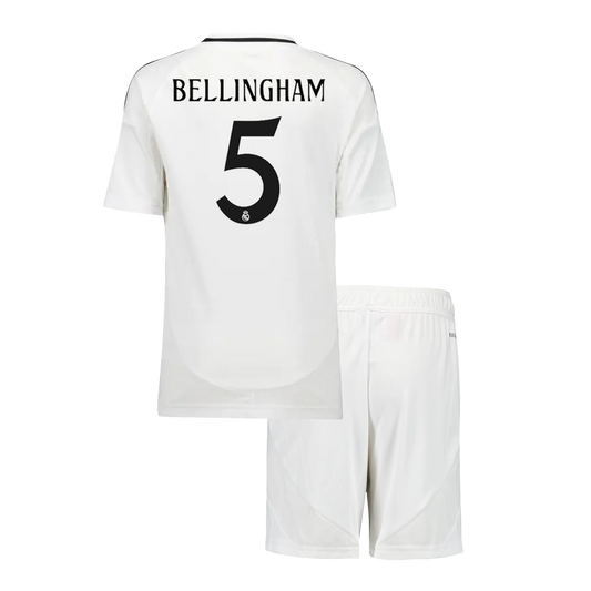 BELLINGHAM #5 Kit de camisa de futebol infantil do Real Madrid Home (camisa + shorts) 2024/25