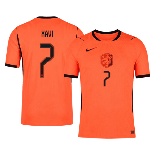 Versão do Jogador XAVI #7 Países Baixos Casa Copa do Mundo Futebol Camisas 2026 Laranja