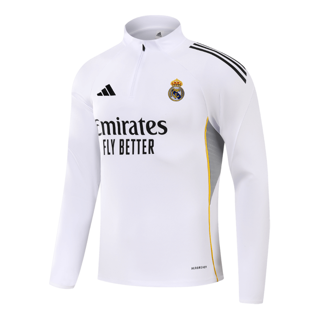 Real Madrid Infantil Zíper Moletom Conjunto (Top+Pants) 2025/26 Branco