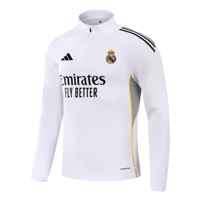Real Madrid Infantil Zíper Moletom Conjunto (Top+Pants) 2025/26 Branco