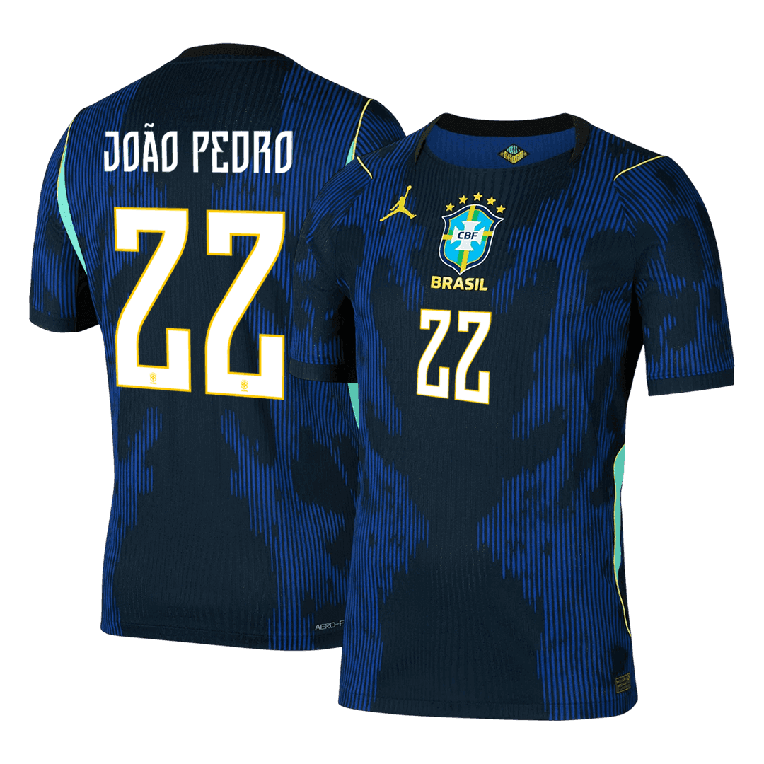 Versão do Jogador JOÃO PEDRO #22 Brasil Fora Copa do Mundo Futebol Camisas 2026 Marinha