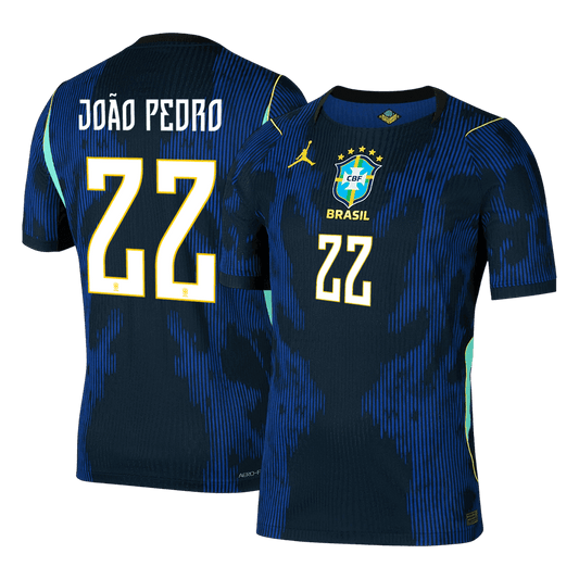 Versão do Jogador JOÃO PEDRO #22 Brasil Fora Copa do Mundo Futebol Camisas 2026 Marinha