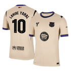 Jogador LAMINE YAMAL #10 Barcelona Fora UCL Futebol Camisas 2025/26 Amarelo