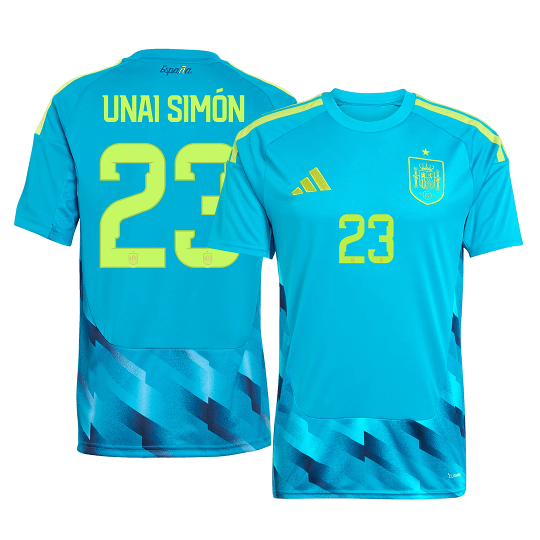 UNAI SIMÓN #23 Spain Goleiro Copa do Mundo Camisa 2026 Azul