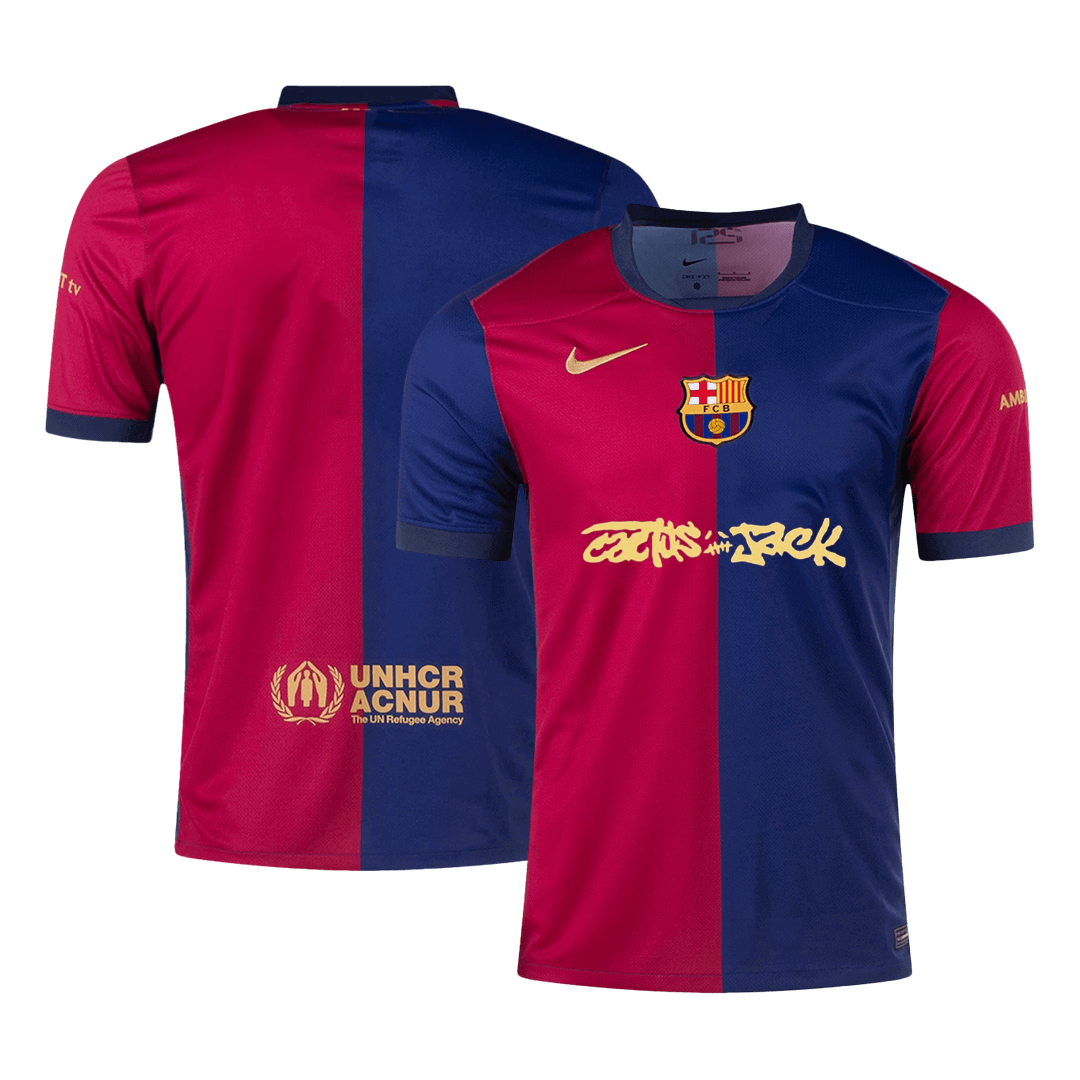 Camisola de futebol personalizada Barcelona vs Travis Scott, camisola principal