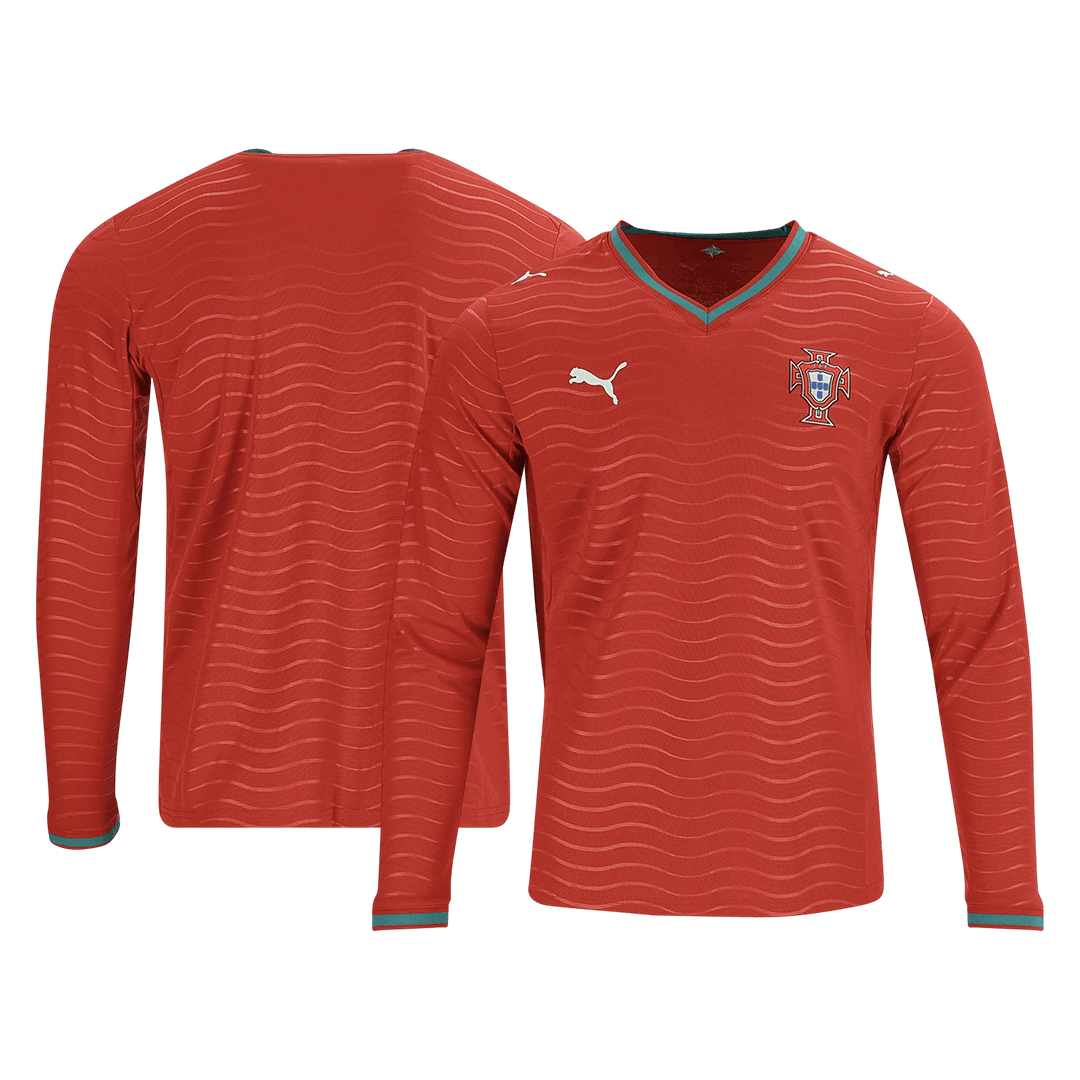 Versão do Jogador Portugal Casa Manga comprida Camisa 2026 Vermelho