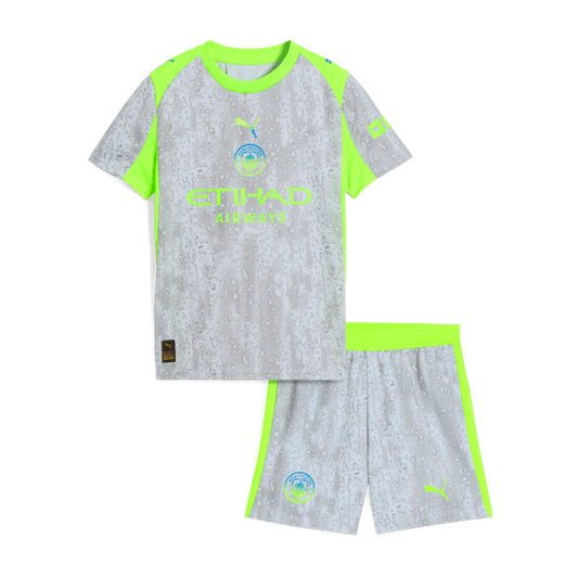 Manchester City Infantil 
 Terceira 2025/26 Cinza camisola de futebol
