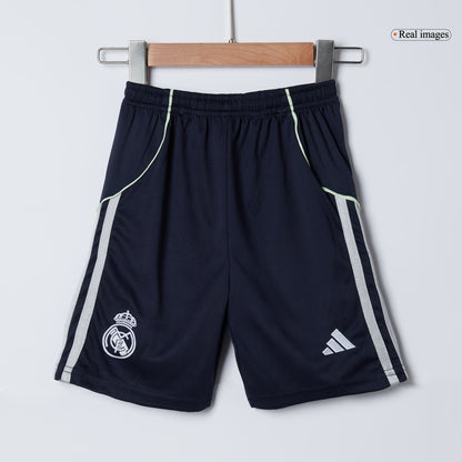 Real Madrid 
 Fora 
 Conjunto（Camisa + Calção + Meias) 2025/26