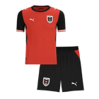 Áustria Infantil  Casa Copa do Mundo Futebol Camisa Conjunto (Camisa+Shorts) 2026 Vermelho