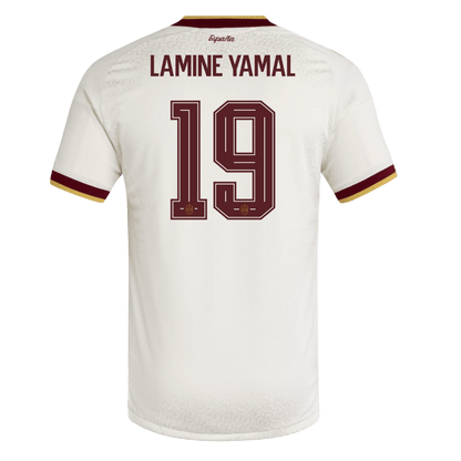 Versão do Jogador LAMINE YAMAL #19 Espanha Fora Copa do Mundo Futebol Camisas 2026 Branco