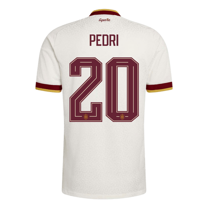 Versão do Jogador PEDRI #20 Espanha Fora Copa do Mundo Futebol Camisas 2026 Branco