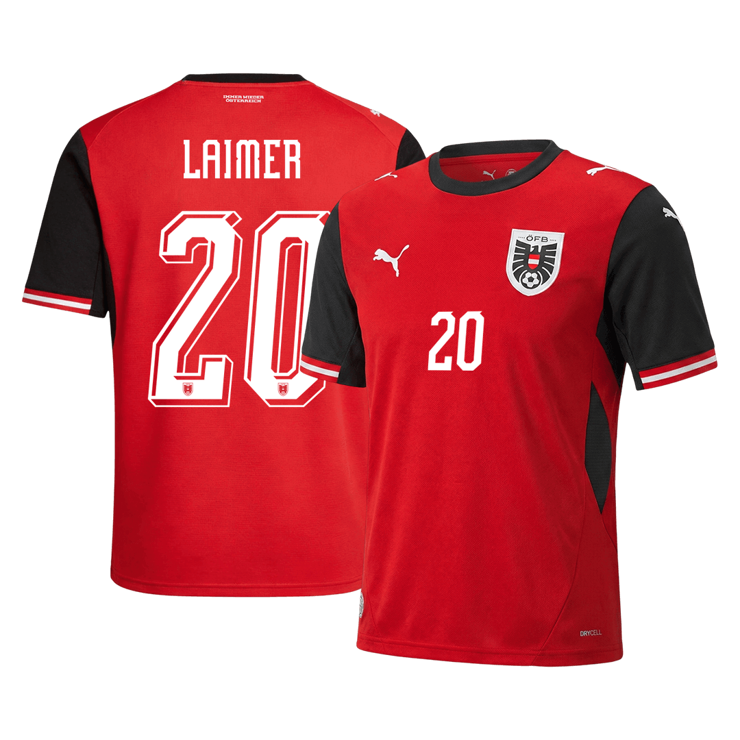 LAIMER #20 Austria Casa Camisa Copa do Mundo 2026 Vermelho - camisola de futebol para adeptos em