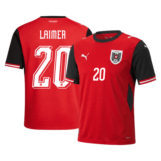 LAIMER #20 Austria Casa Camisa Copa do Mundo 2026 Vermelho - camisola de futebol para adeptos em