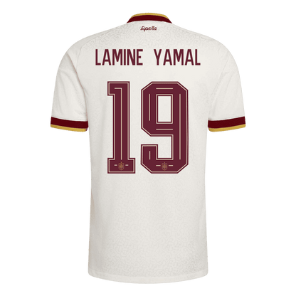 Versão do Jogador LAMINE YAMAL #19 Spain Fora Copa do Mundo Futebol Camisas 2026 Branco