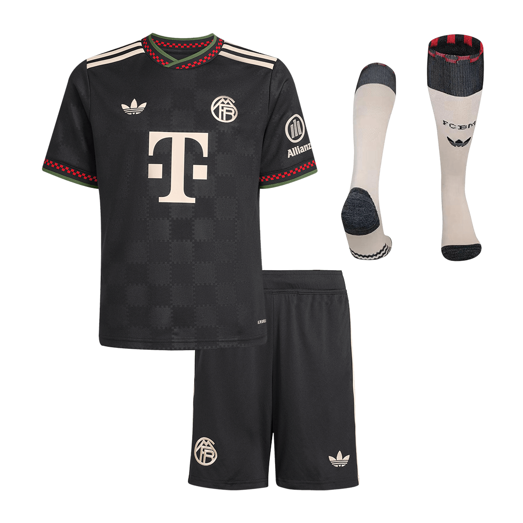 Bayern Munich Infantil 
 Fora Terceira Futebol Camisa Conjunto (Camisa+Shorts+Meias) 2025/26 Preto