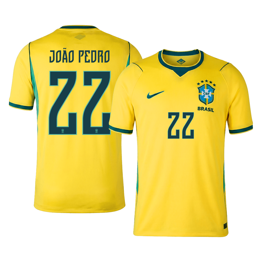 JOÃO PEDRO #22 Brasil Casa Copa do Mundo Camisa 2026 Amarelo