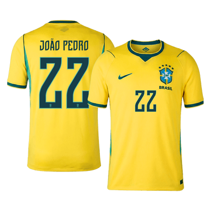 JOÃO PEDRO #22 Brasil Casa Copa do Mundo Camisa 2026 Amarelo