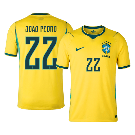 JOÃO PEDRO #22 Brasil Casa Copa do Mundo Camisa 2026 Amarelo