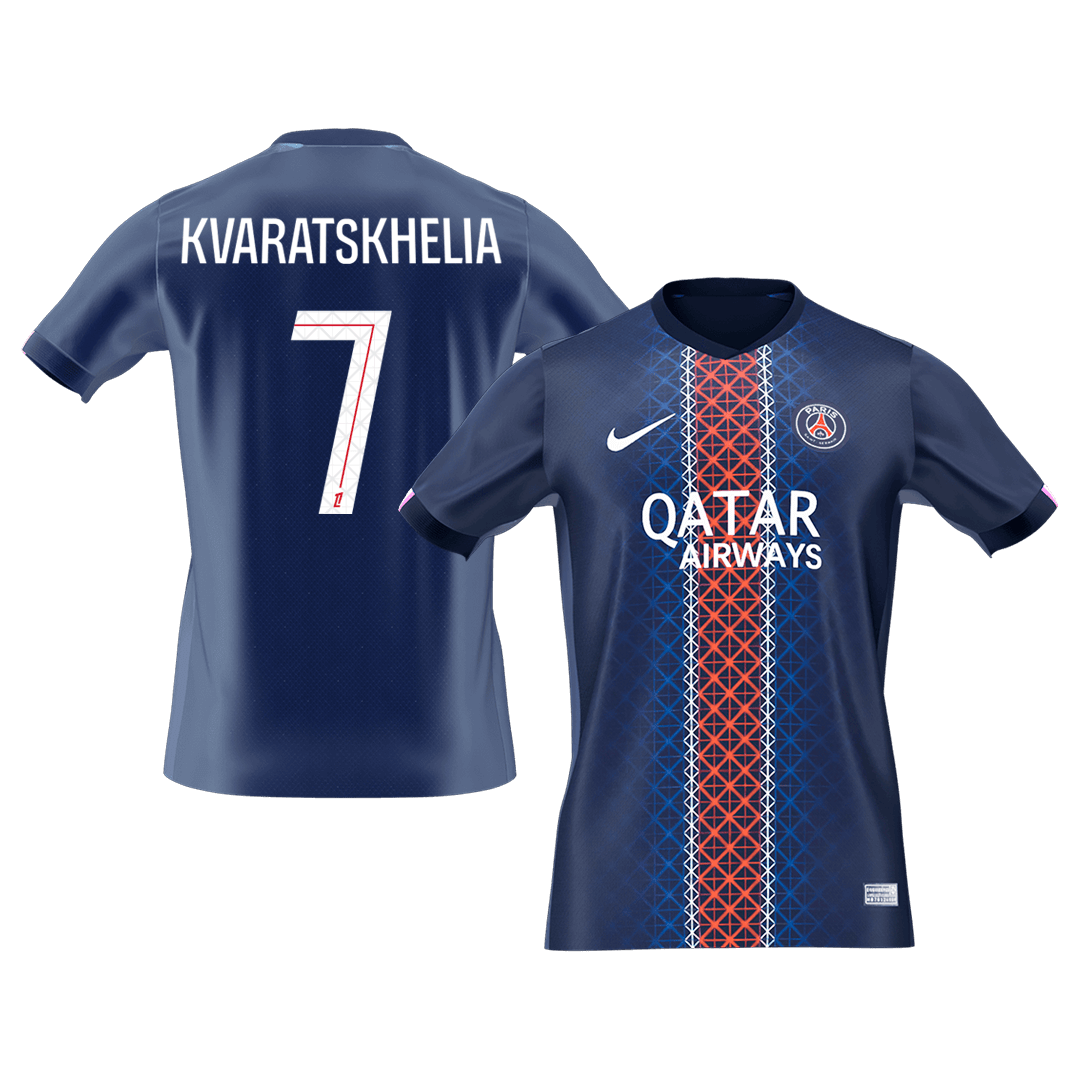 KVARATSKHELIA #7 PSG Casa Futebol Camisas 2025/26 Marinha camisola de futebol