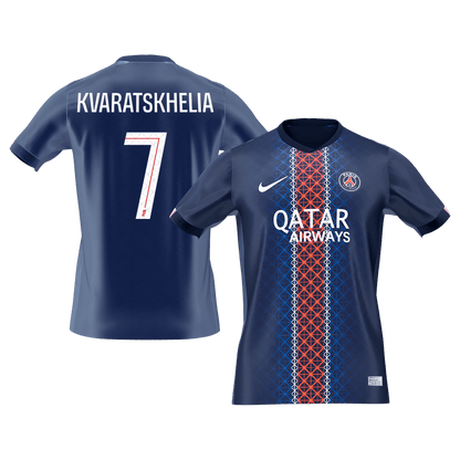 KVARATSKHELIA #7 PSG Casa Futebol Camisas 2025/26 Marinha camisola de futebol
