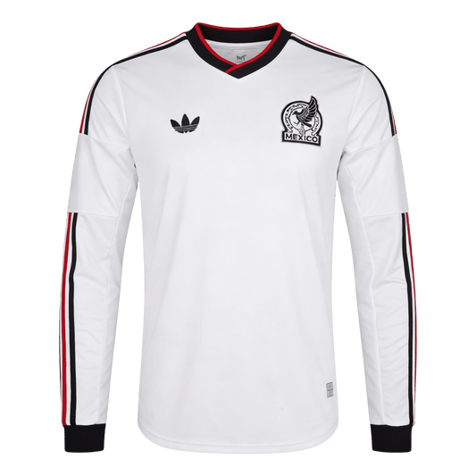 Mexico Fora Manga comprida Camisa 2026 Branco camisola de futebol