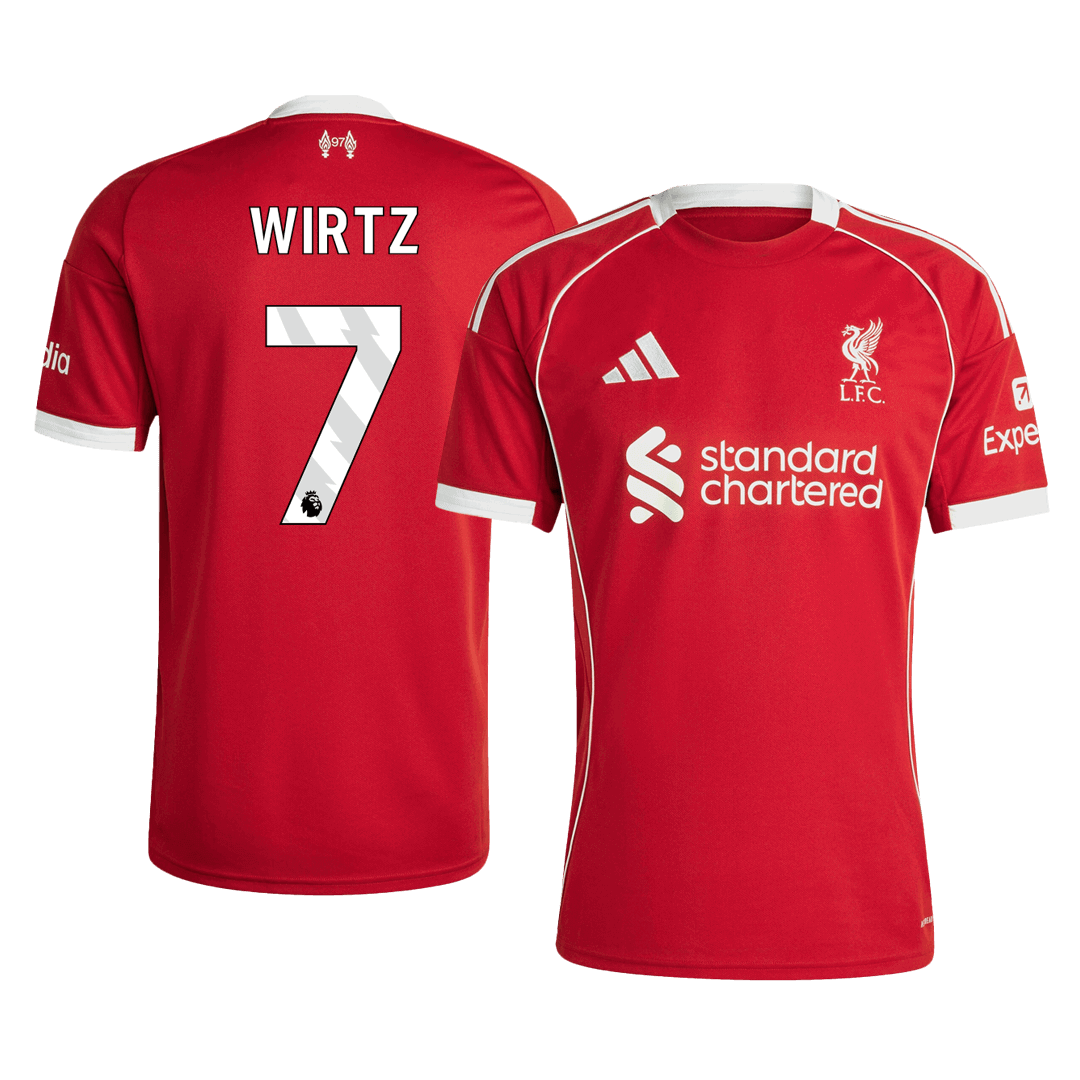 WIRTZ #7 Liverpool Casa Camisa 2025/26 Vermelho camisola de futebol