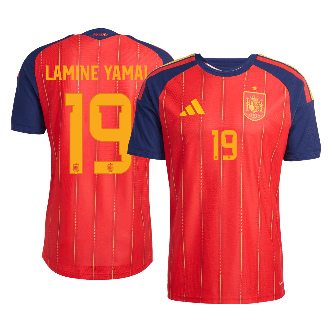 Versão do Jogador LAMINE YAMAL #19 Espanha Casa Copa do Mundo Futebol Camisas 2026 Vermelho