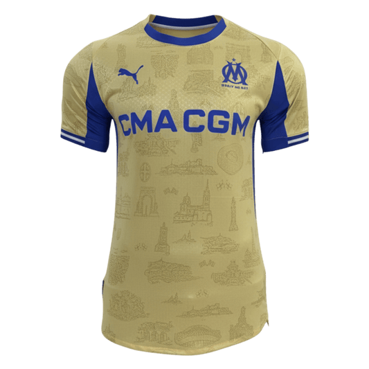 Versão do Jogador Marseille Quarta Futebol Camisas 2025/26 Amarelo camisola de futebol