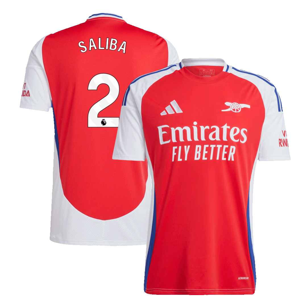 Camisa SALIBA #2 Arsenal Home Futebol 2024/25 camisola de futebol