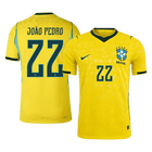 Versão do Jogador JOÃO PEDRO #22 Brasil Casa Copa do Mundo Futebol Camisas 2026 Amarelo
