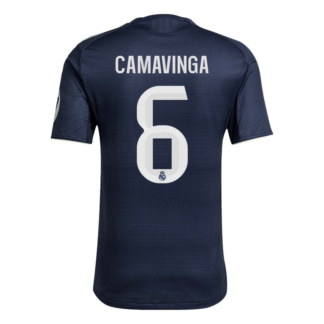 Jogador CAMAVINGA #6 Real Madrid Fora Futebol Camisas 2025/26 Marinha