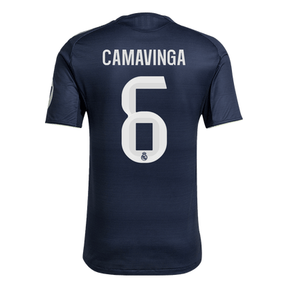 Jogador CAMAVINGA #6 Real Madrid Fora Futebol Camisas 2025/26 Marinha