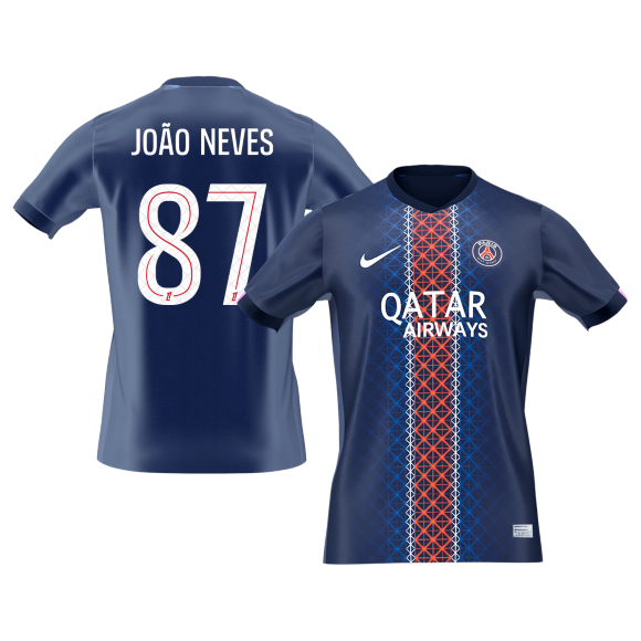 【Super Qualidade】JOÃO NEVES #87 PSG
 Casa Futebol Camisa 2025/26 Marinha camisola de futebol