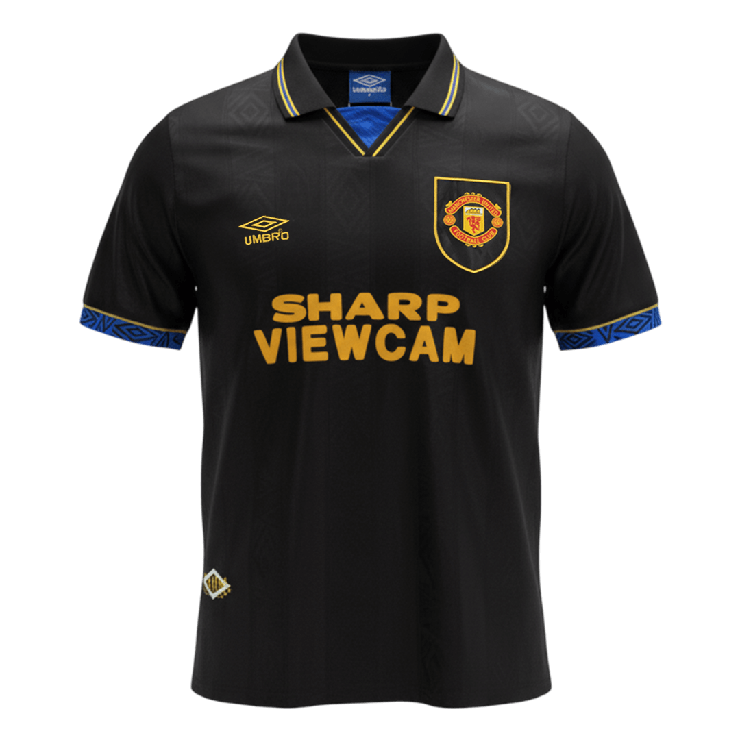 Retrô Manchester United Fora Camisa 1993/94 Preto camisola de futebol 2025/26