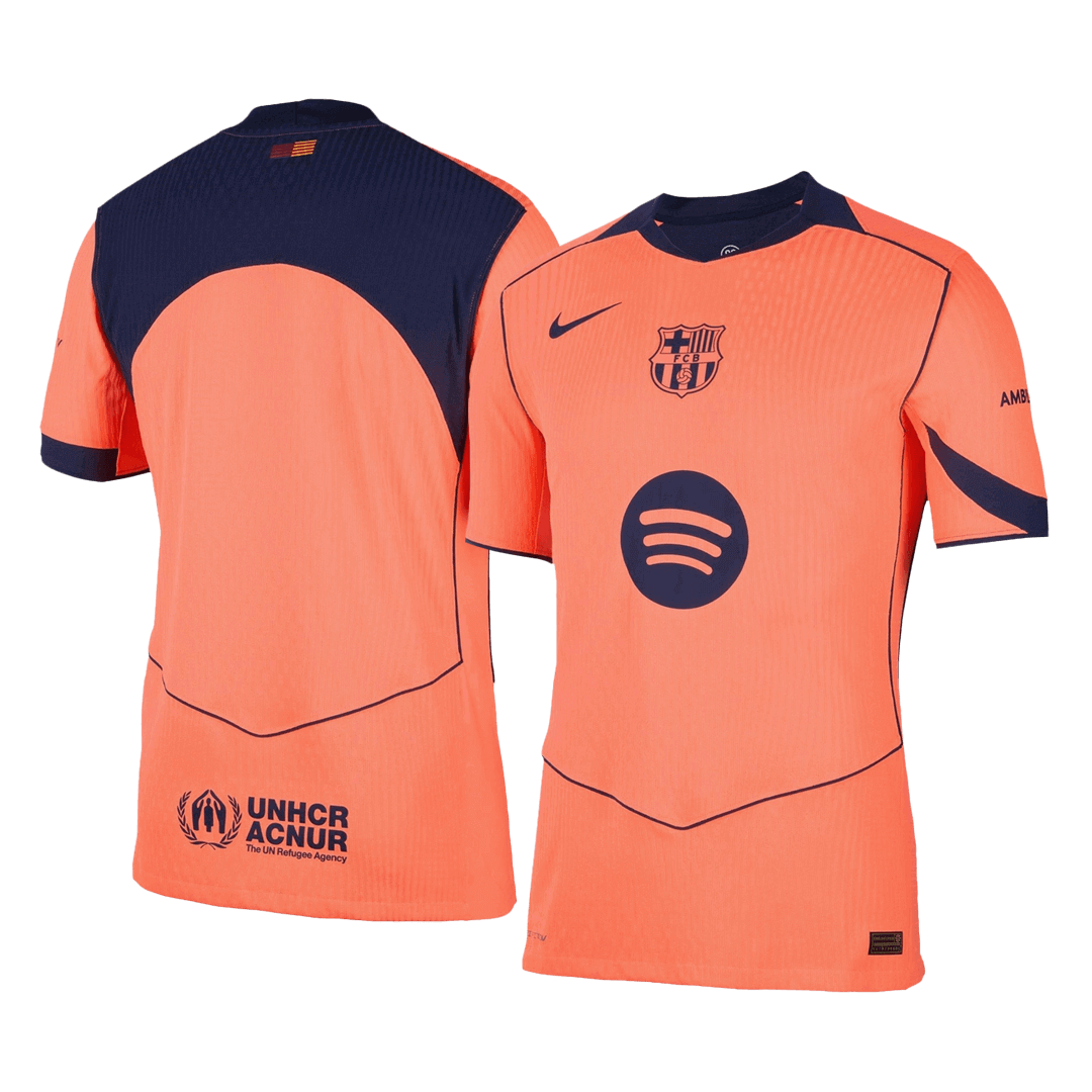 Jogador Barcelona Fora Terceira Futebol Camisas 2025/26 Laranja