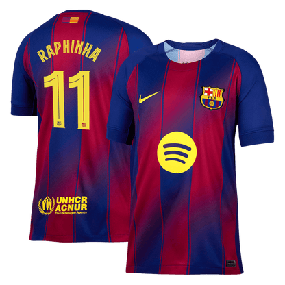 RAPHINHA #11 Barcelona Casa Camisa 2025/26- Vermelho&Azul camisola de futebol