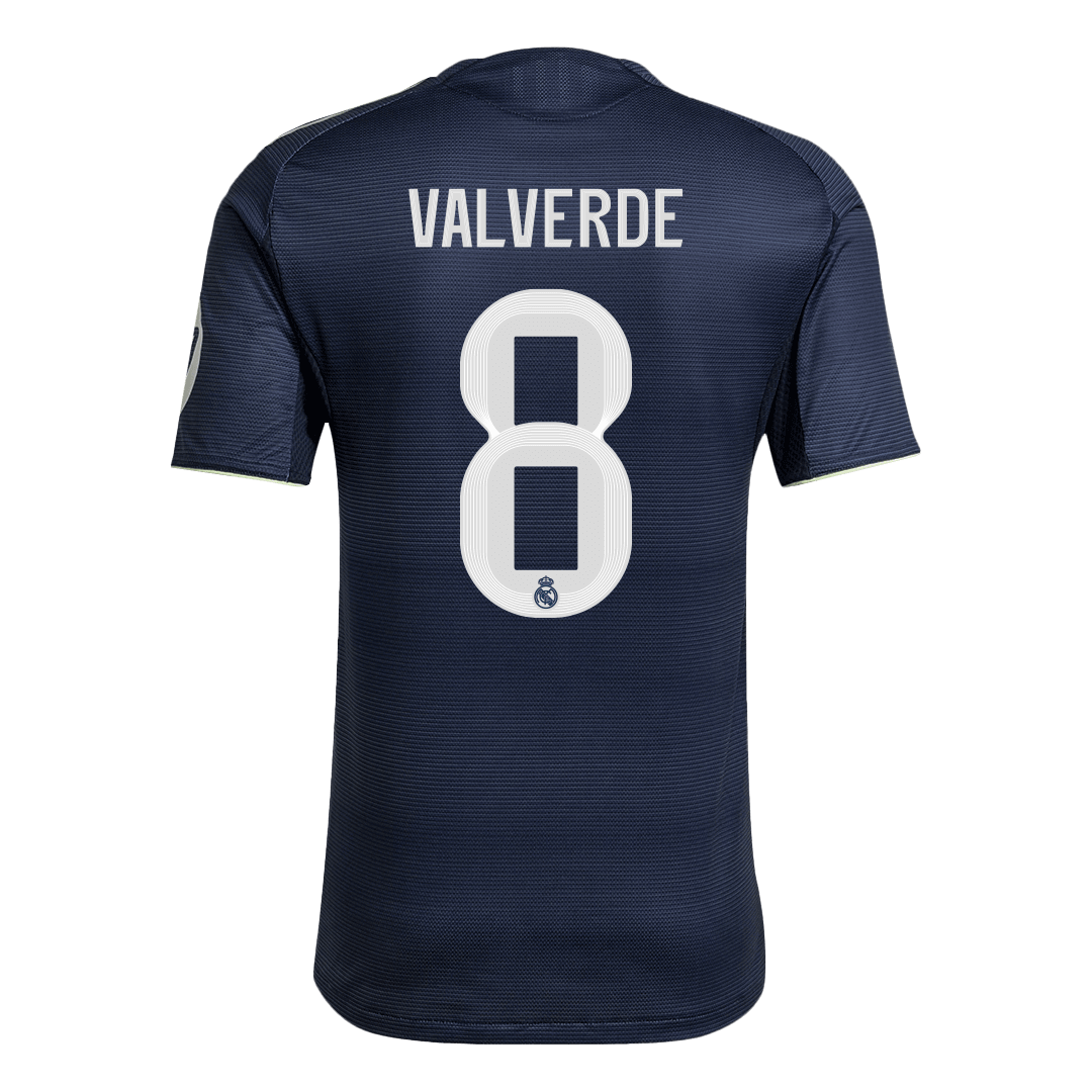 Jogador VALVERDE #8 Real Madrid Fora Futebol Camisas 2025/26 Marinha