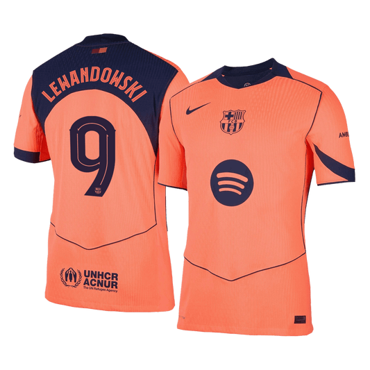 Jogador LEWANDOWSKI #9 Barcelona Fora Terceira UCL Futebol Camisas 2025/26 camisola de futebol