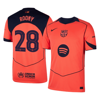 ROONY #28 Barcelona Fora Terceira Camisa 2025/26 Laranja camisola de futebol