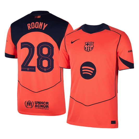 ROONY #28 Barcelona Fora Terceira Camisa 2025/26 Laranja camisola de futebol