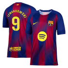 LEWANDOWSKI #9 Barcelona Casa Camisa 2025/26- Vermelho&Azul