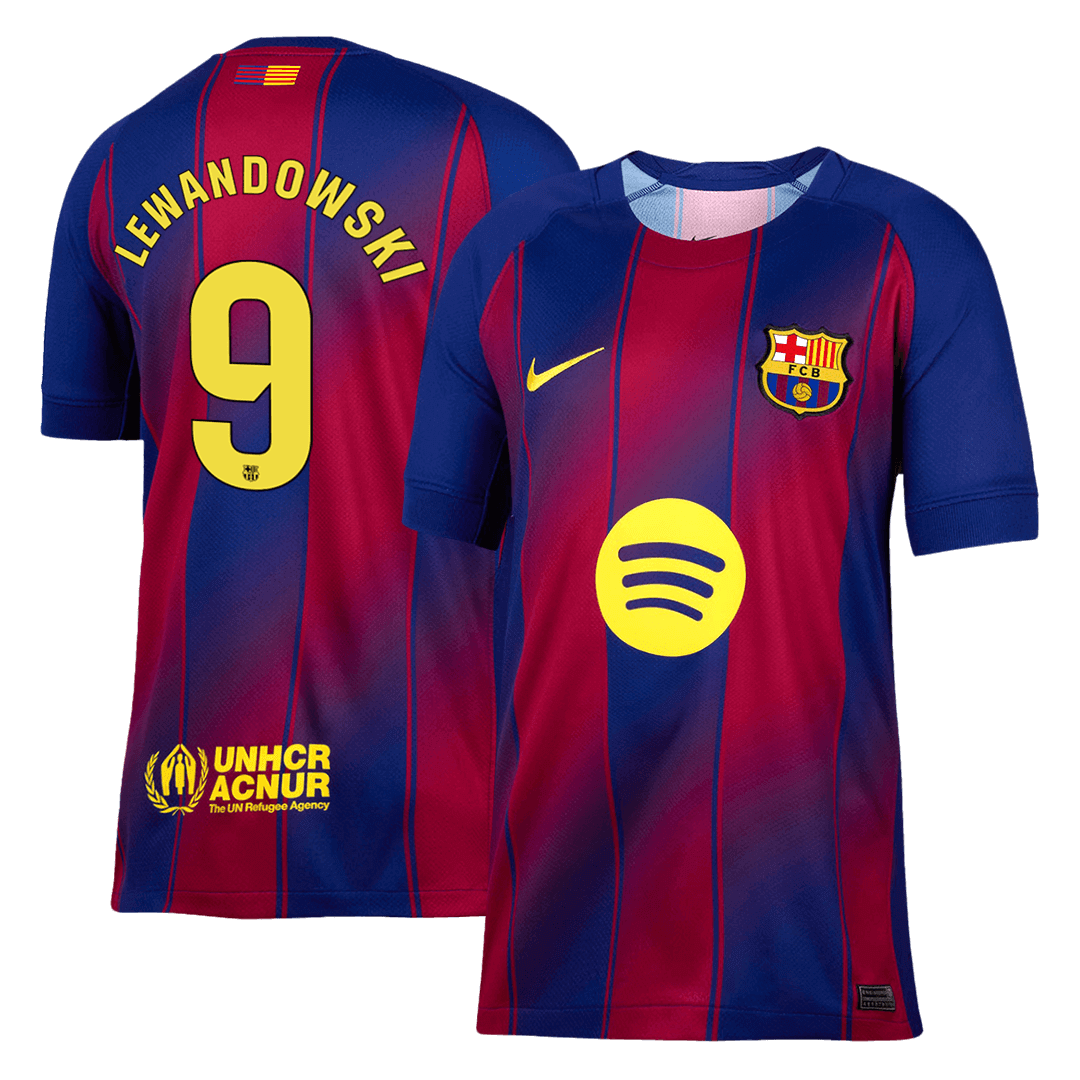 LEWANDOWSKI #9 Barcelona Casa Camisa 2025/26- Vermelho&Azul camisola de futebol