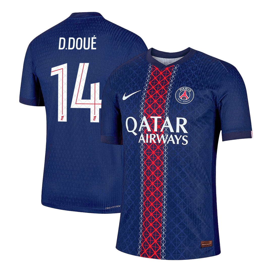 Jogador D.DOUÉ #14 PSG Casa Futebol Camisas 2025/26 Marinha camisola de futebol