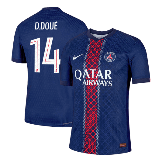 Jogador D.DOUÉ #14 PSG Casa Futebol Camisas 2025/26 Marinha camisola de futebol