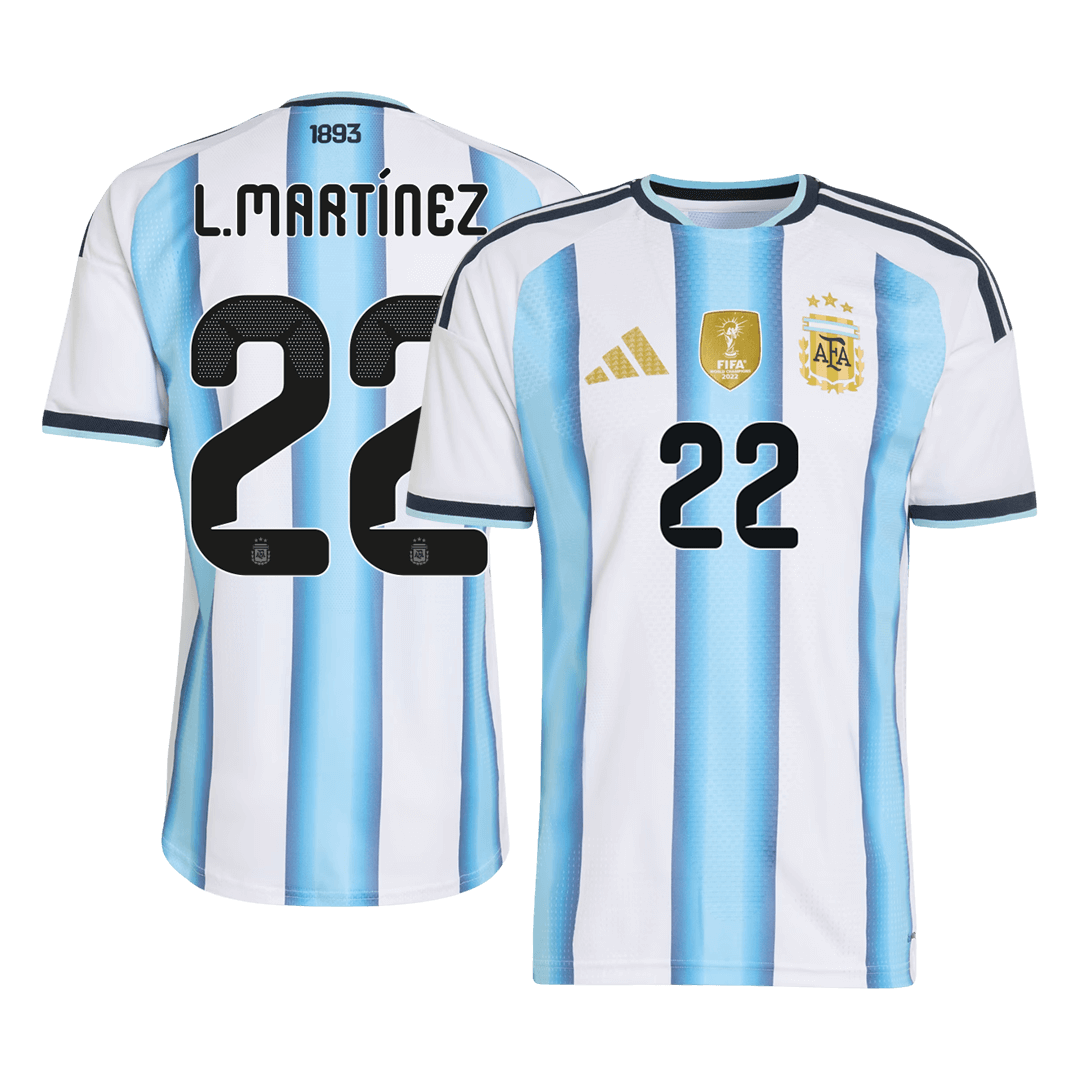 Versão do Jogador L.MARTÍNEZ #22 Argentina Casa Copa do Mundo Futebol Camisas 2026 - camisola de futebol para