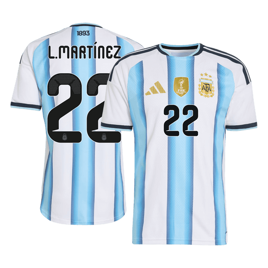 Versão do Jogador L.MARTÍNEZ #22 Argentina Casa Copa do Mundo Futebol Camisas 2026 - camisola de futebol para