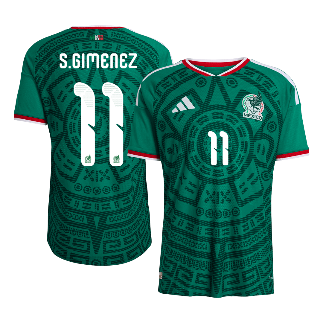 Versão do Jogador S.GIMENEZ #11 Mexico Casa World Cup Futebol Camisas 2026 Verde camisola de futebol