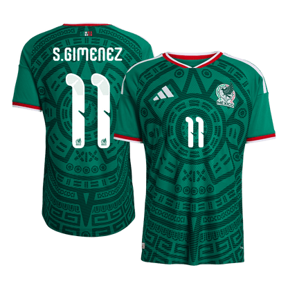 Versão do Jogador S.GIMENEZ #11 Mexico Casa World Cup Futebol Camisas 2026 Verde camisola de futebol